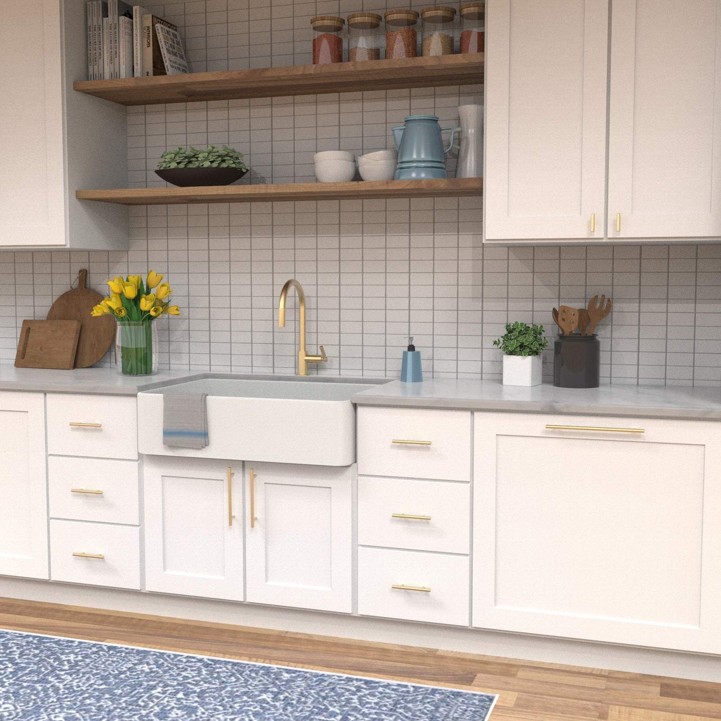 Hickory Hardware 5" Royal Brass Bar Pull – 128mm Cabinet Drawer Handle