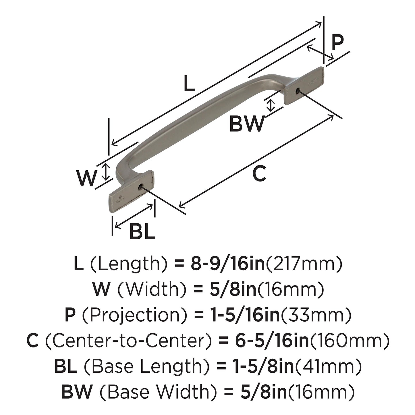 Amerock Highland Ridge 6-5/16" Satin Nickel Cabinet Pull