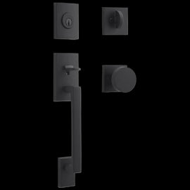 NEW Baldwin Satin Black Modern Sectional Keyed Door Handle Set