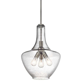 NEW Kichler Brushed Nickel Clear Glass Pendant Light Industrial Modern