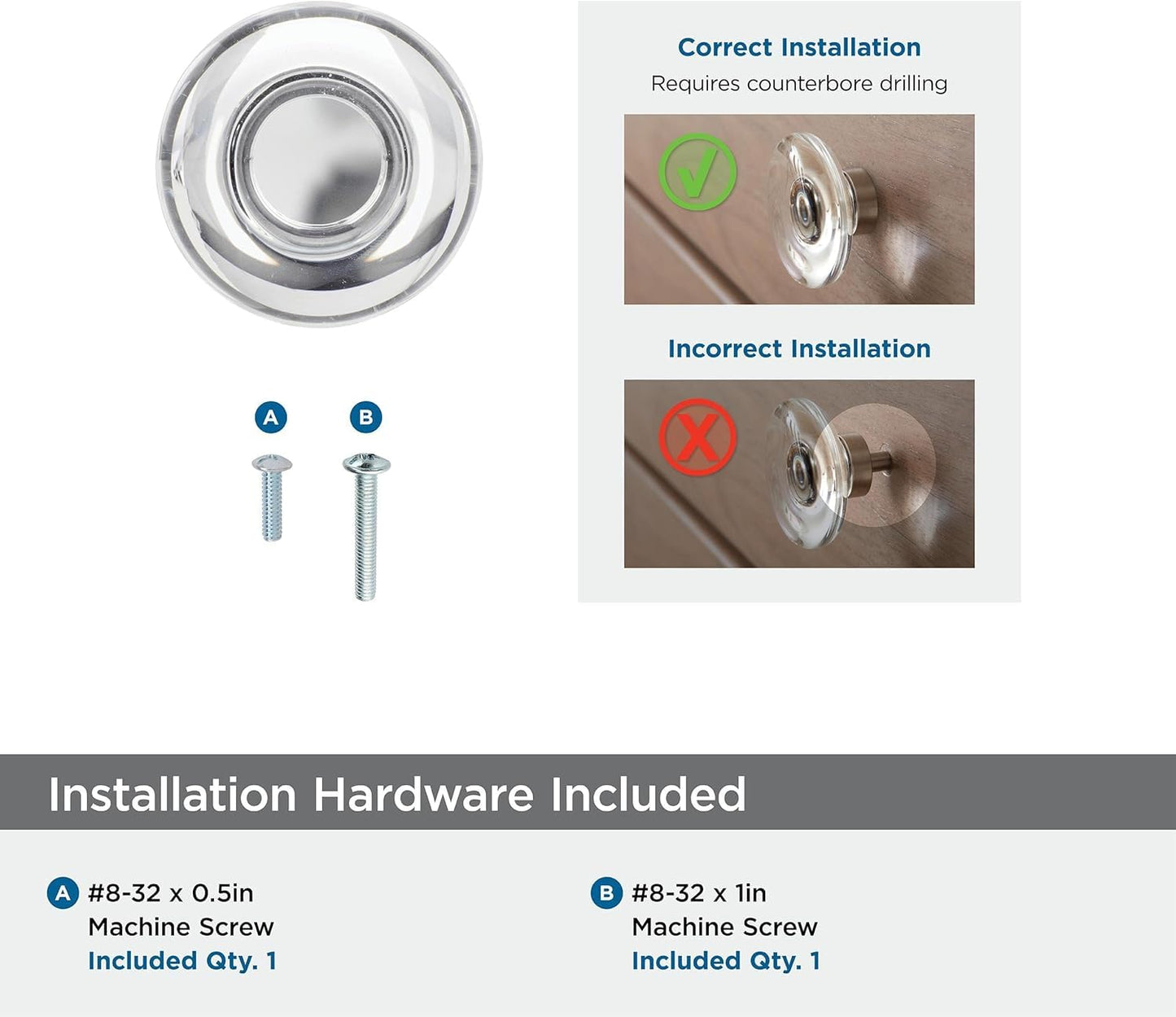 Amerock Glacio Clear/Black Bronze Cabinet Knob 1-3/4" (1 Pack)