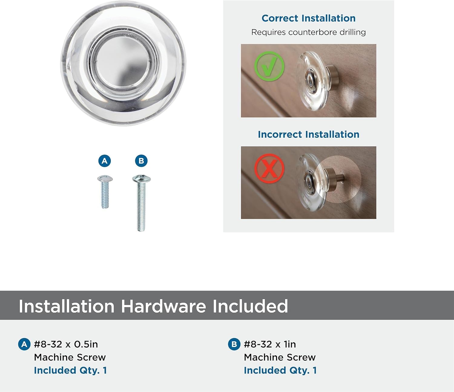 Amerock Glacio Clear/Black Bronze Cabinet Knob 1-3/4" (1 Pack)