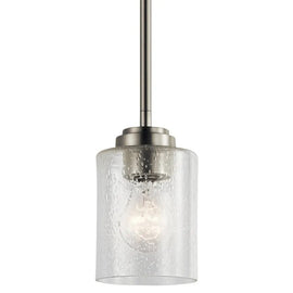 NEW Kichler Brushed Nickel Seeded Glass Cylindrical Pendant Light