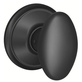 NEW SCHLAGE MATTE BLACK OVAL DOORKNOB ROUND BACKPLATE METAL PASSAGE SET