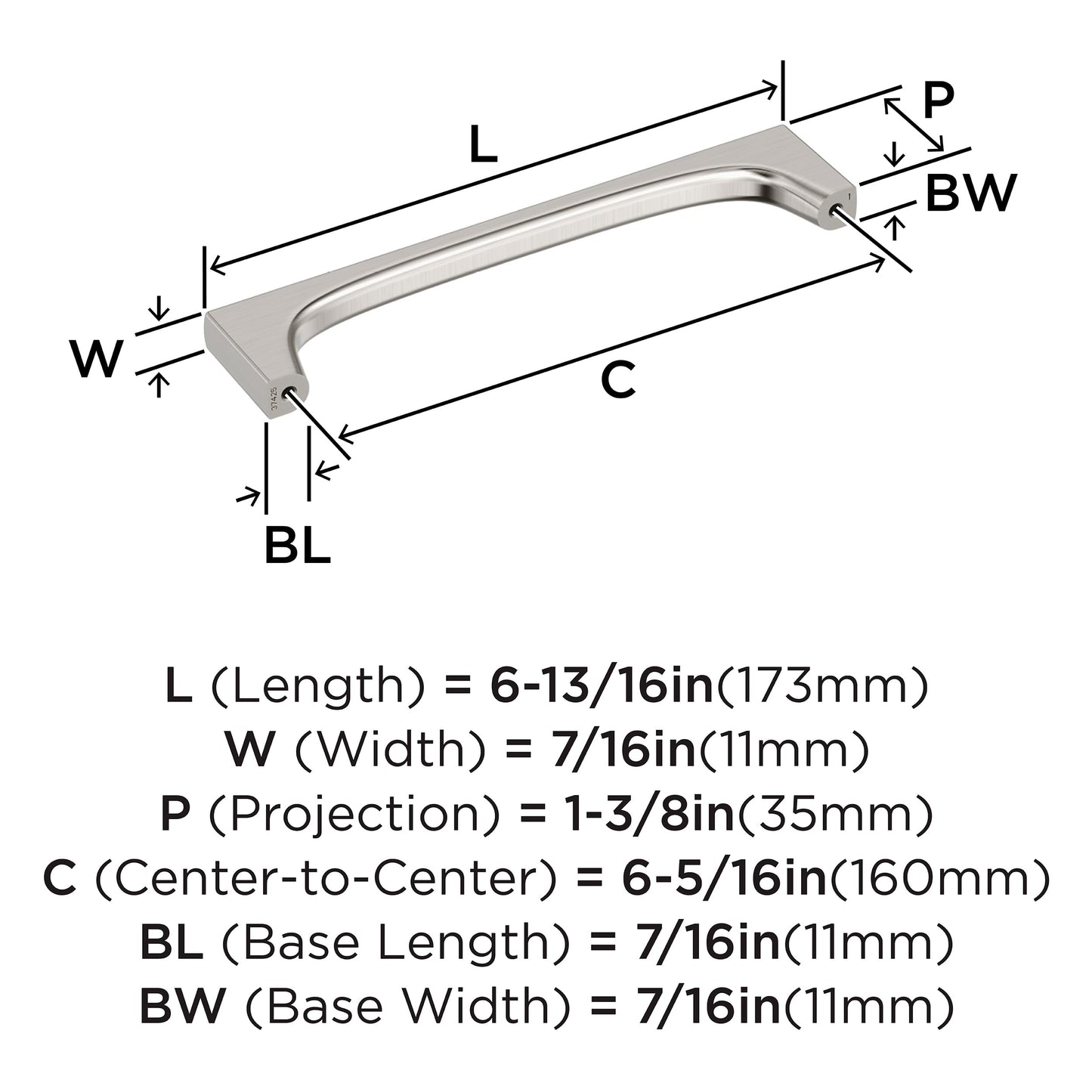 Amerock Merced 6-5/16" Cabinet Pull, Satin Nickel (BP37425G10)