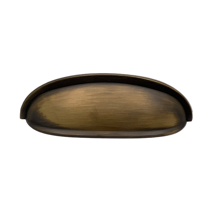 Antique Bronze Cup Pull Handle – 3" Center-to-Center – Solid Metal