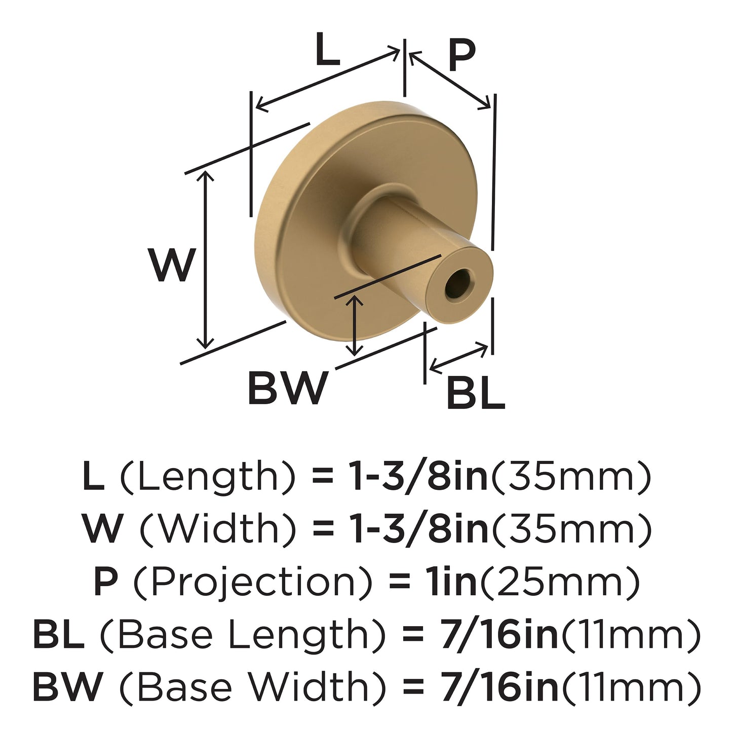 Amerock Versa 1-3/8" (35mm) Champagne Bronze Cabinet Knob