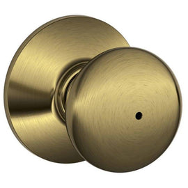 NEW Schlage Plymouth Antique Brass Privacy Lock Round Door Knob Set F40 PLY