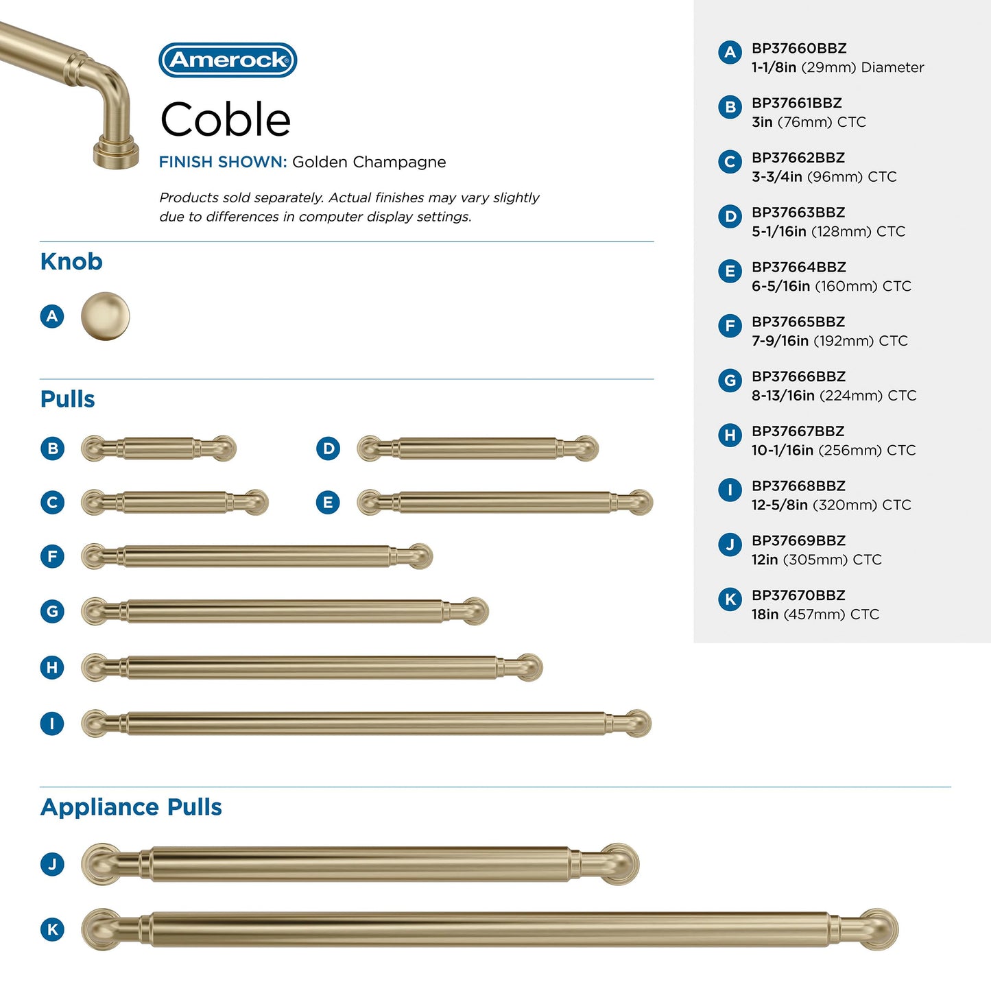 Amerock Coble 10-1/16" Cabinet Pull – Golden Champagne