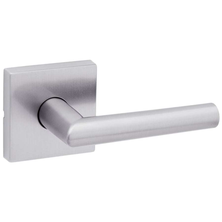 NEW KWIKSET MILAN PASSAGE DOOR LEVER SATIN CHROME SQUARE ROSE CONTEMPORARY STYLE - Landmark Auction Co