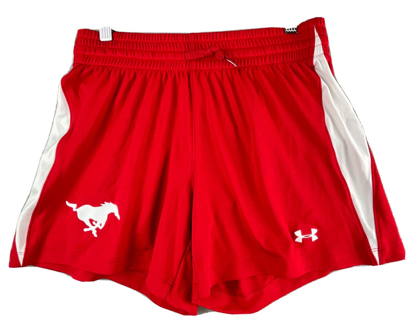 NEW Under Armour Red White Mustang Logo Heatgear Shorts Small 1239023600 - Landmark Auction Co