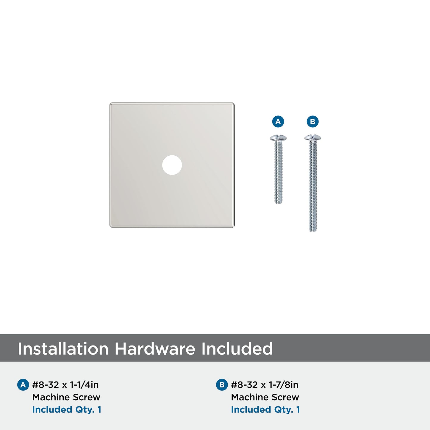 Amerock Ladera 1-3/16" Square Cabinet Knob Backplate, Polished Nickel