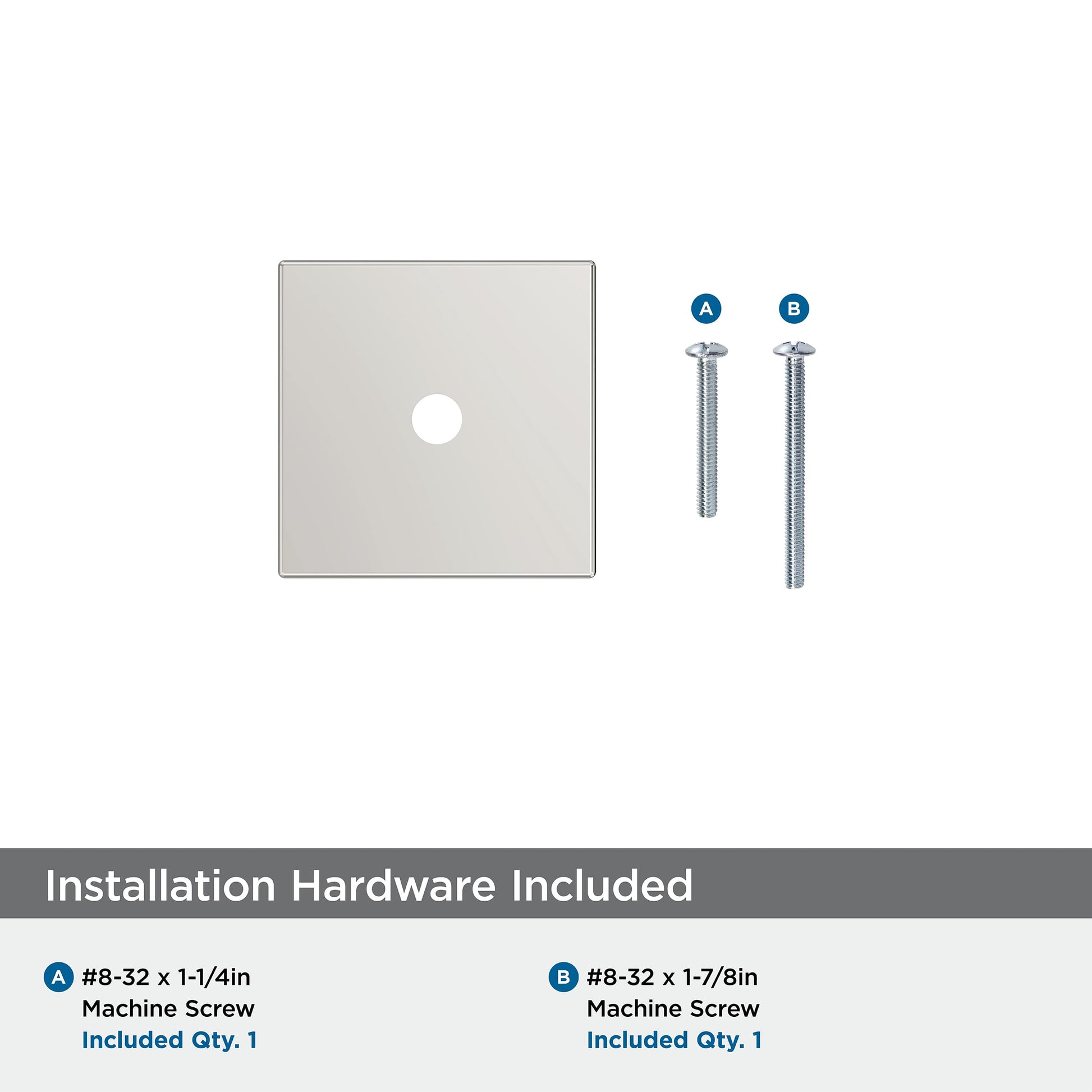 Amerock Ladera 1-3/16" Square Cabinet Knob Backplate, Polished Nickel