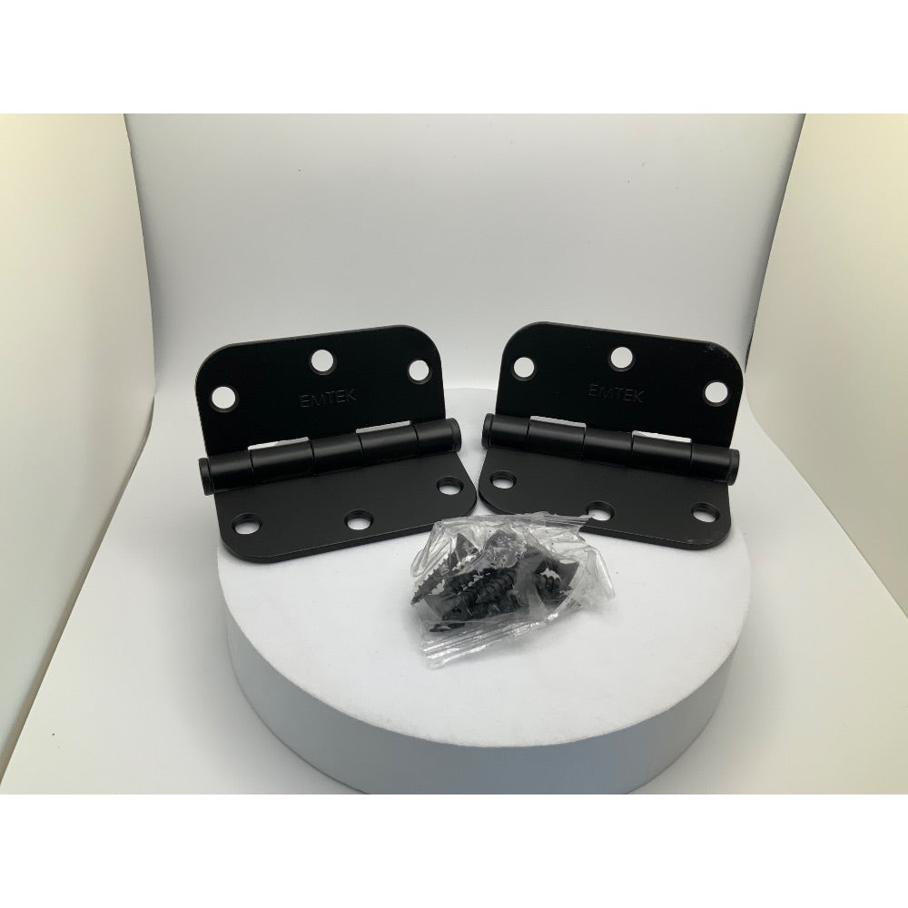 Emtek 9203 Steel Hinges Pair, 3.5" x 3.5", 5/8" Radius, Flat Black
