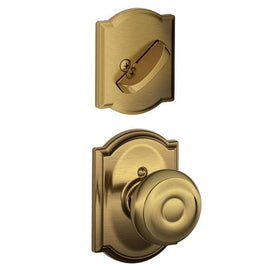 NEW Schlage Antique Brass Georgian Door Lock Knob Deadbolt Traditional Design