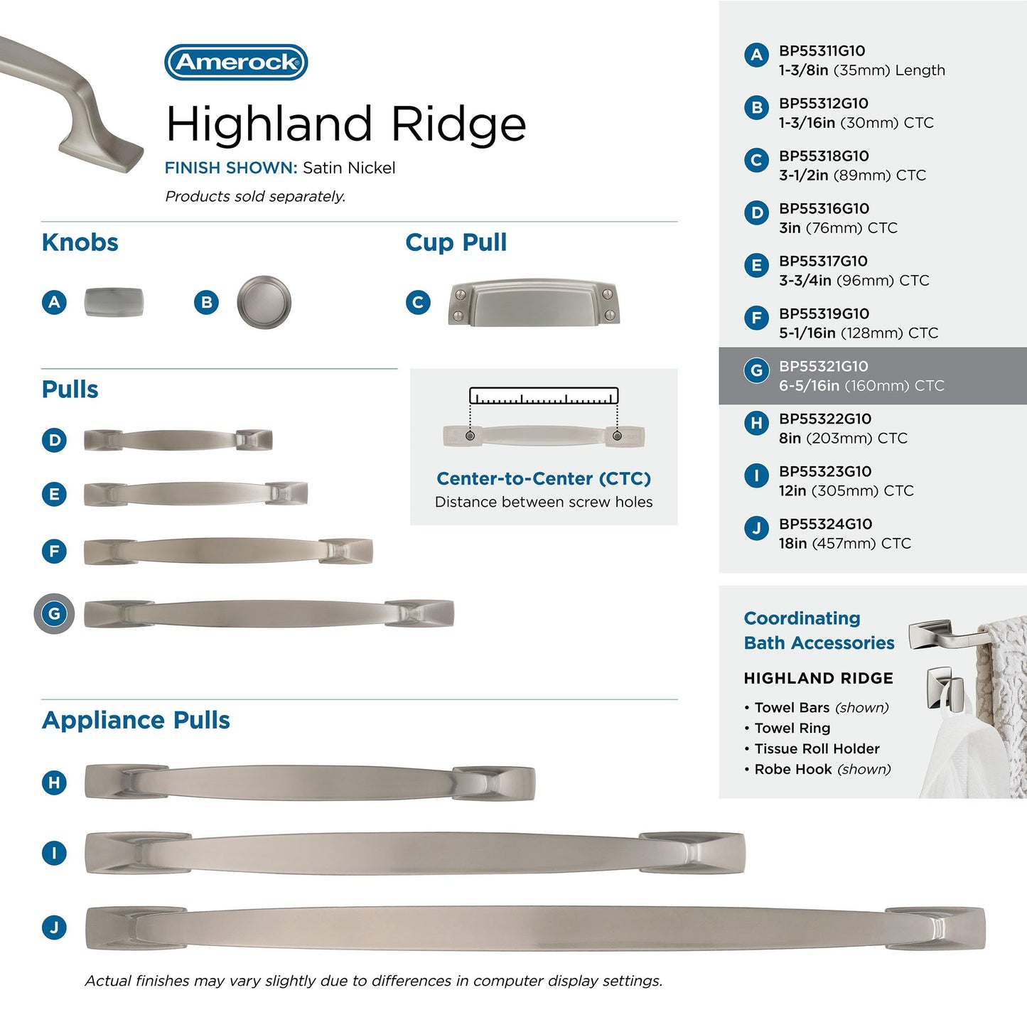 Amerock Highland Ridge 6-5/16" Satin Nickel Cabinet Pull