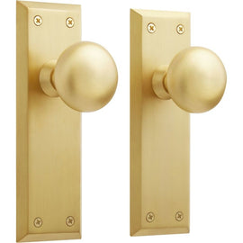 NEW ISI Satin Brass Rectangular Backplate Ball Knobs Dummy Set SH552124SB