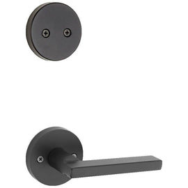 NEW Kwikset Matte Black Lever Handle Modern Door Handle Set 973HFLRDT514 Halifax