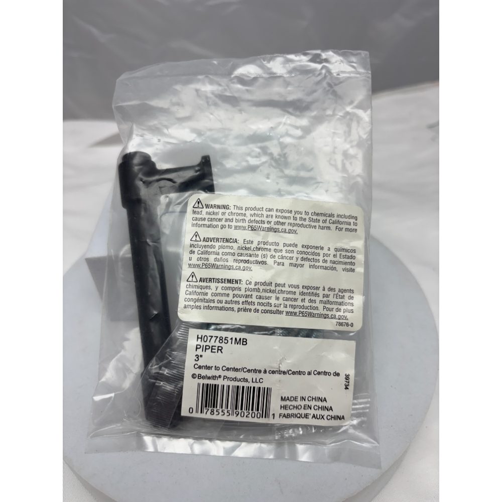 Hickory Hardware Piper 3" Matte Black Cabinet Pull, 1 Pack