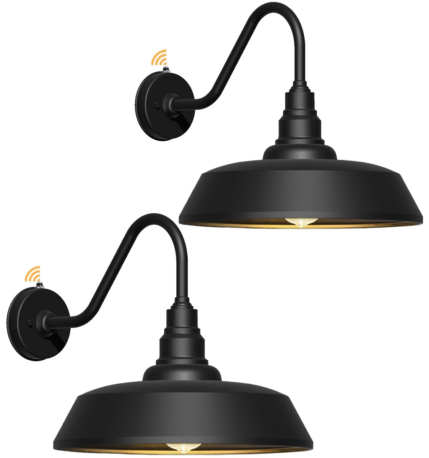 Franing 21" Large Gooseneck Barn Light Outdoor 2-Pack, Dusk to Dawn Black Exterior Light Fixture for Farmhouse, Porch, Patio, Gooseneck Lighting