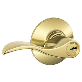 NEW Schlage Polished Brass Keyed Entry Door Lever Gold Finish