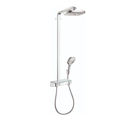 hansgrohe Raindance Select E Sliding Height Adjust Air Infusion, Rain AirPower Spray, QuickClean Showerpipe Shower Set in Chrome, 27126001