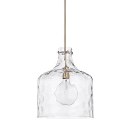 NEW Homeplace Lighting Brass Glass Pendant Light Exposed Bulb Design