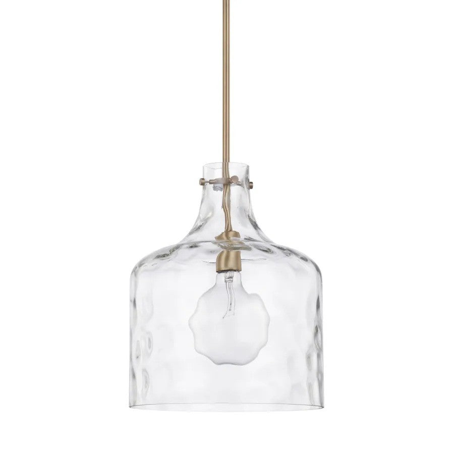 NEW Homeplace Lighting Brass Glass Pendant Light Exposed Bulb Design - Landmark Auction Co