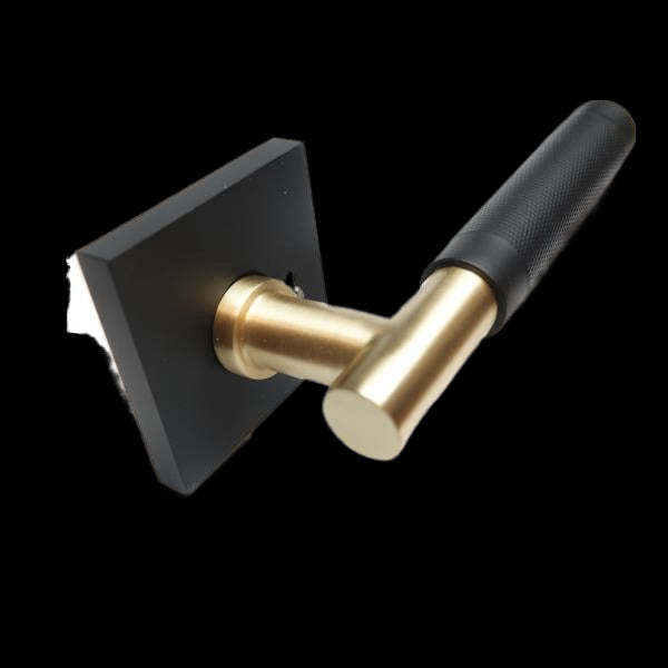 NEW Emtek Knurled TBar Door Lever Set Square Rose CF Mechanism - Landmark Auction Co