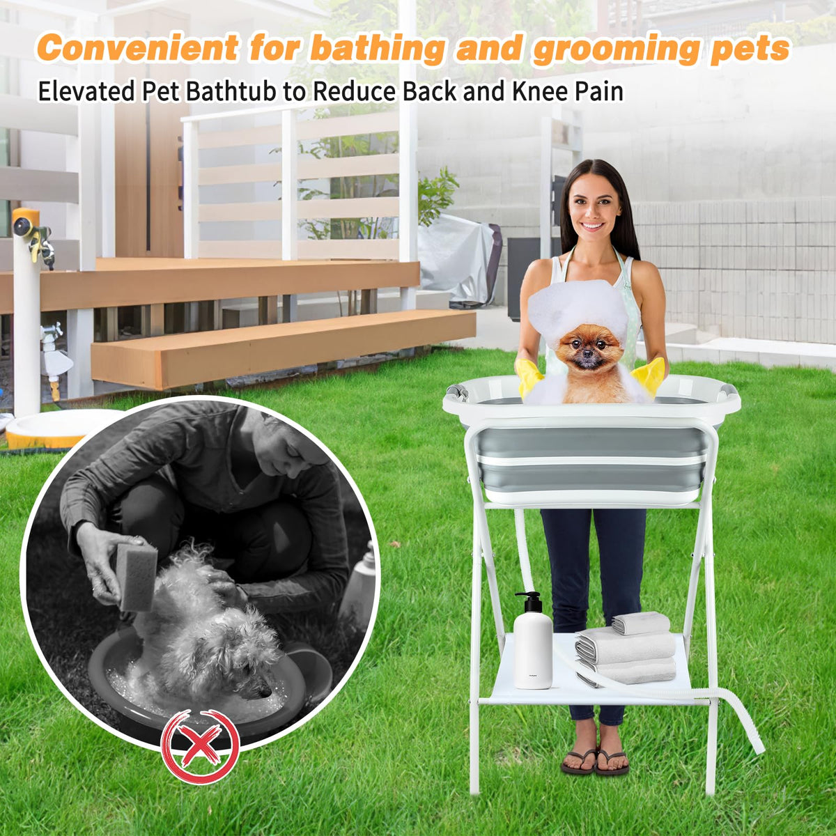BWOGUE Collapsible Pet Bath Tub S-M Dogs