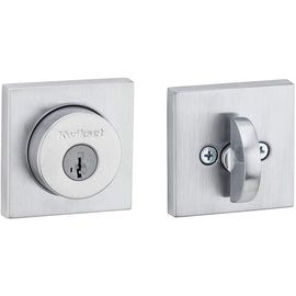 NEW Kwikset Brushed Metal Finish Square Faceplate Keyed Entry Deadbolt Lock