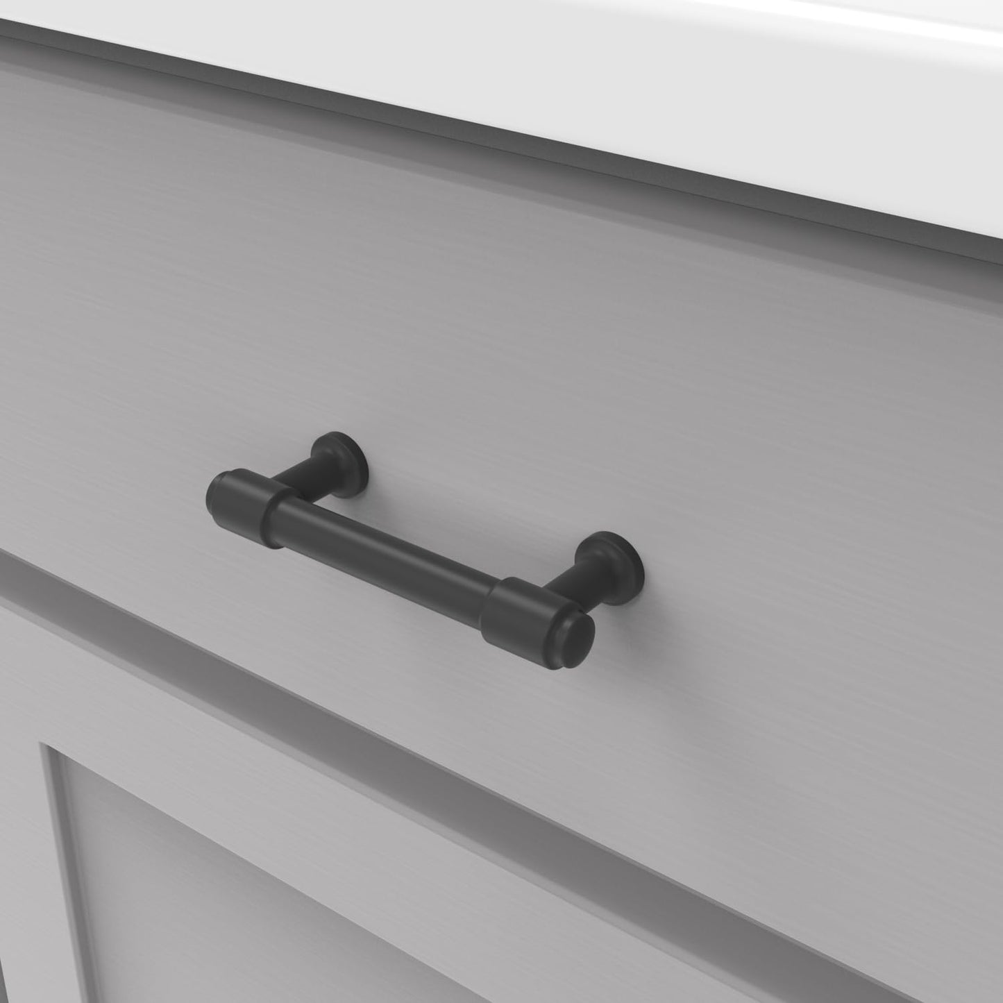 Hickory Hardware Piper 3" Matte Black Cabinet Pull, 1 Pack