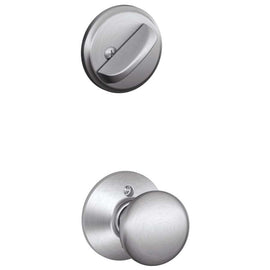 NEW Schlage Satin Chrome Knob Deadbolt Brushed Metal Finish Door Hardware Set