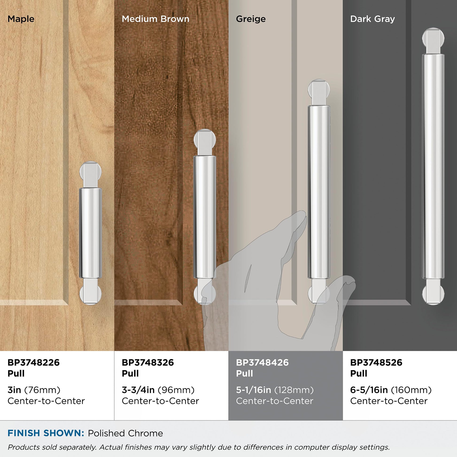 Amerock Balon 5-1/16" Polished Chrome Cabinet Pull, BP3748426