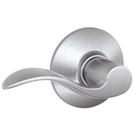 NEW Schlage Satin Chrome Brushed Nickel Finish Round Backplate Lever Door Handle