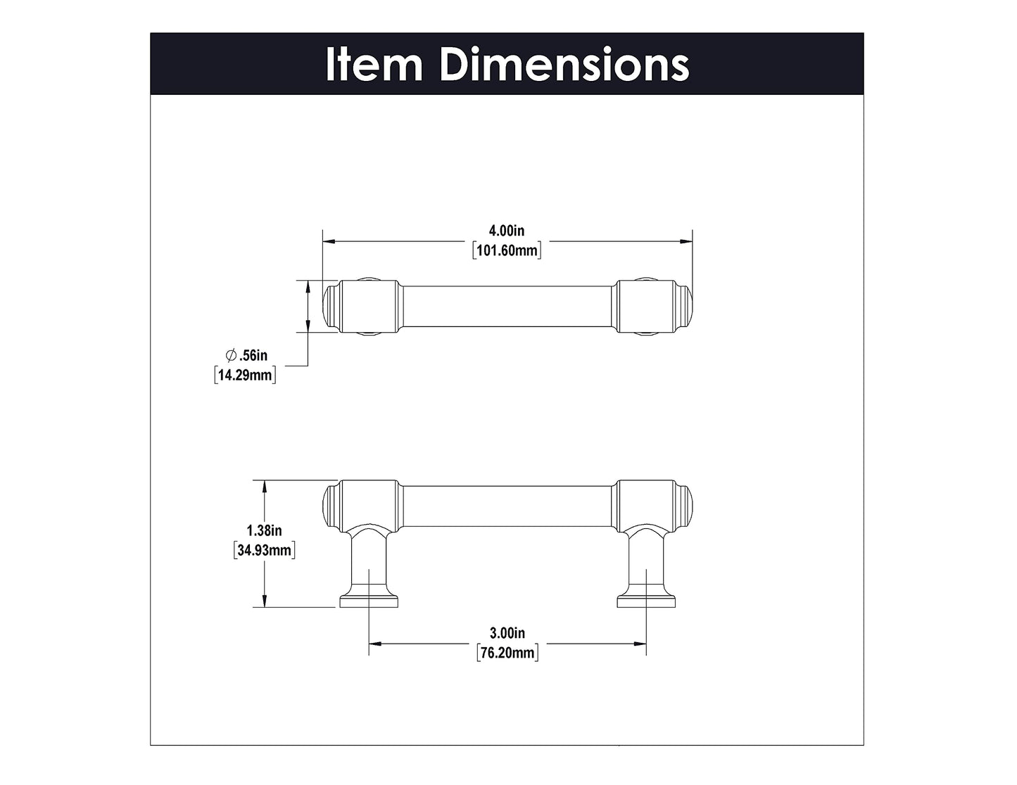 Hickory Hardware Piper 3" Matte Black Cabinet Pull, 1 Pack