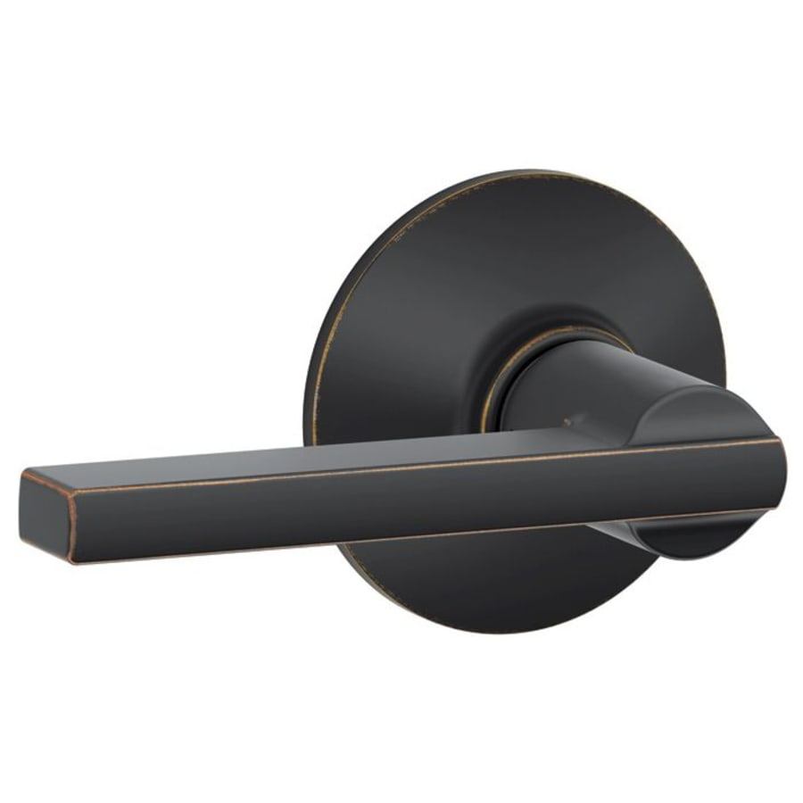 NEW Schlage Latitude Passage Door Lever Set Black Round Backplate Hallway Closet - Landmark Auction Co