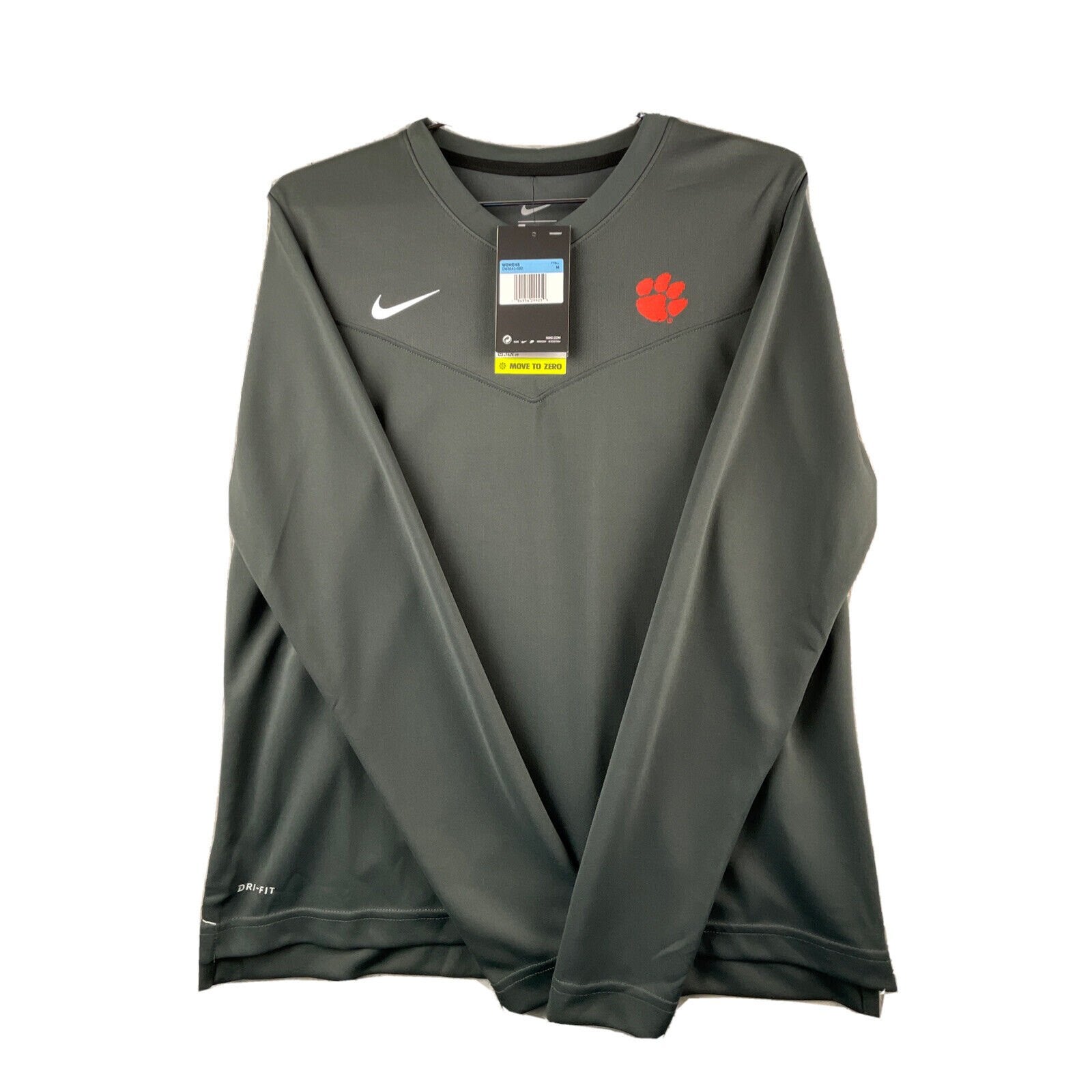 NWT Nike Clemson Tigers Gray Orange DriFIT Long Sleeve Football Shirt Medium - Landmark Auction Co