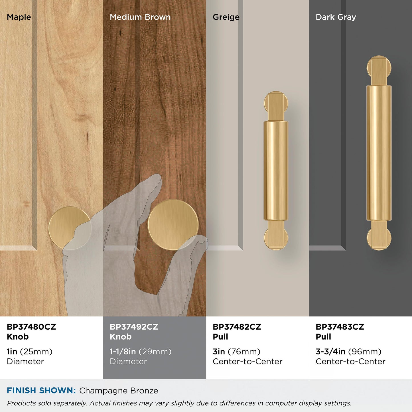 Amerock Balon 1-1/8" (29mm) Champagne Bronze Cabinet Knob