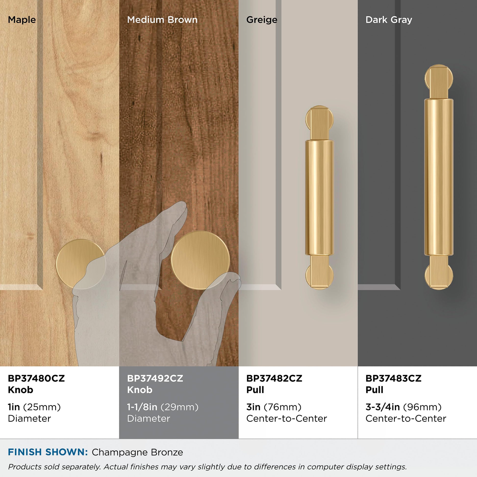 Amerock Balon 1-1/8" (29mm) Champagne Bronze Cabinet Knob