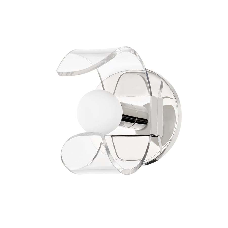 NEW Mitzi Ora Polished Nickel Modern Chrome Glass Wall Sconce - Landmark Auction Co