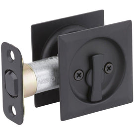 NEW Kwikset Matte Black Pocket Door Lock Square Faceplate Privacy Lock