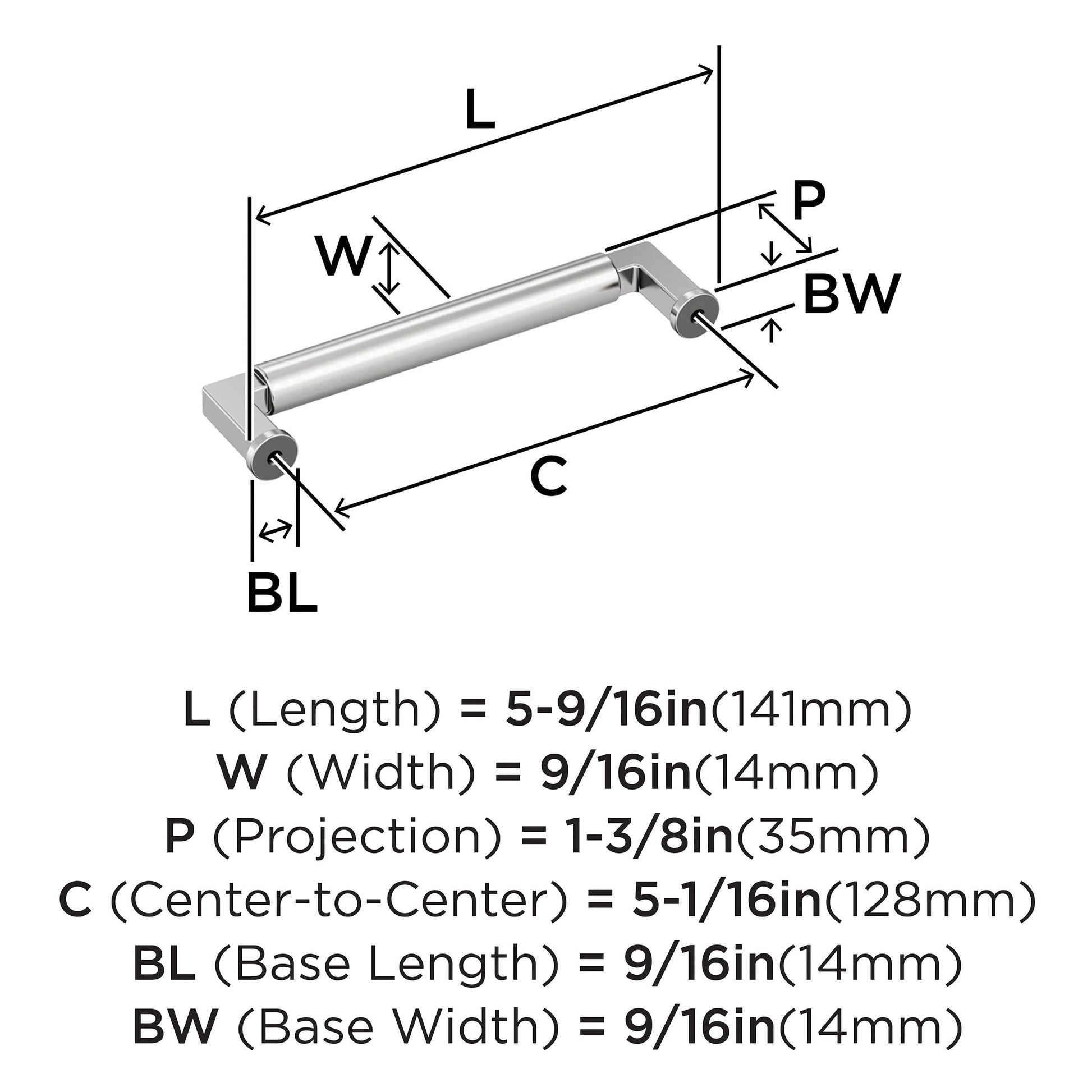 Amerock Balon 5-1/16" Polished Chrome Cabinet Pull, BP3748426