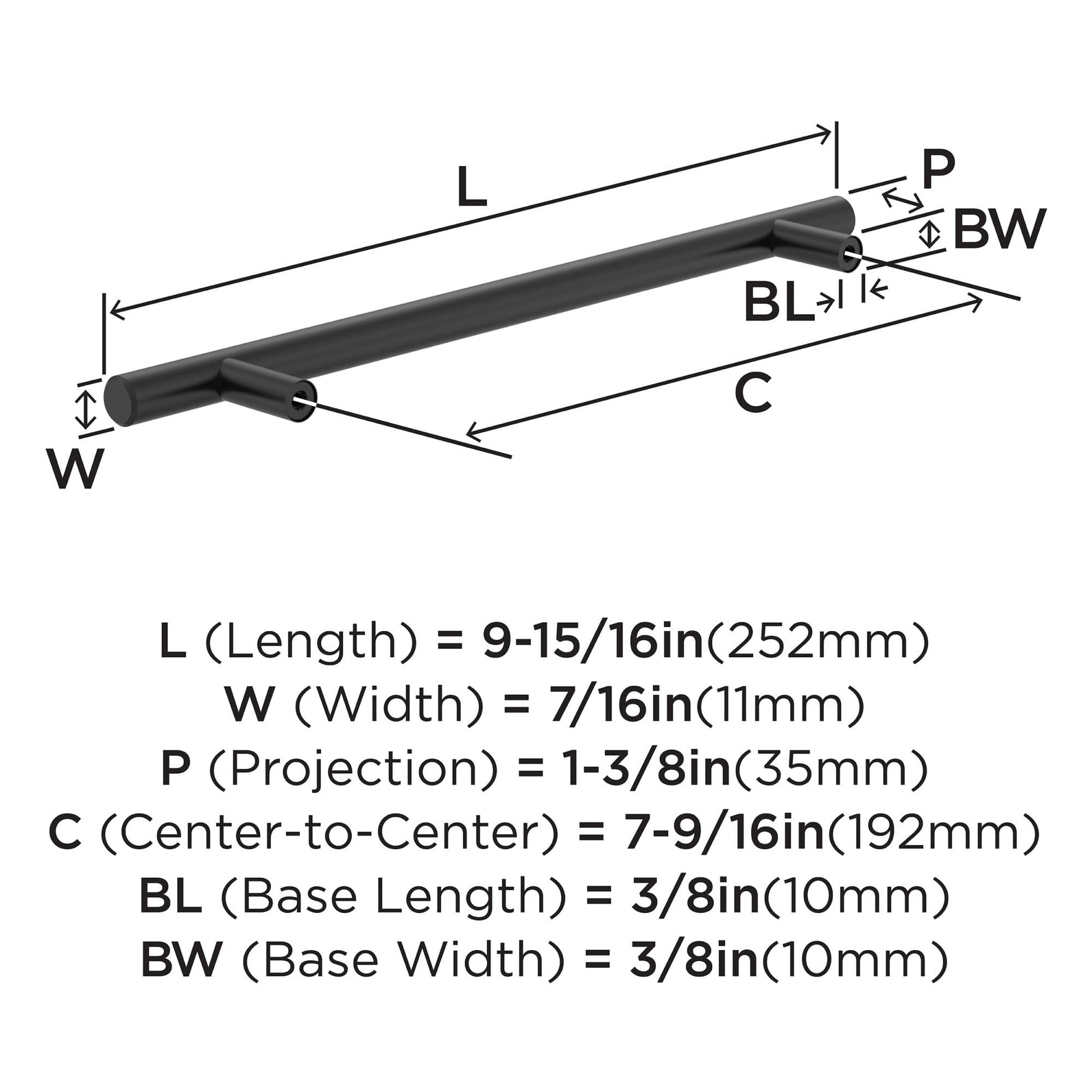 Miseno Eaton 7-9/16" Matte Black Bar Cabinet Pull – MCPBP2756