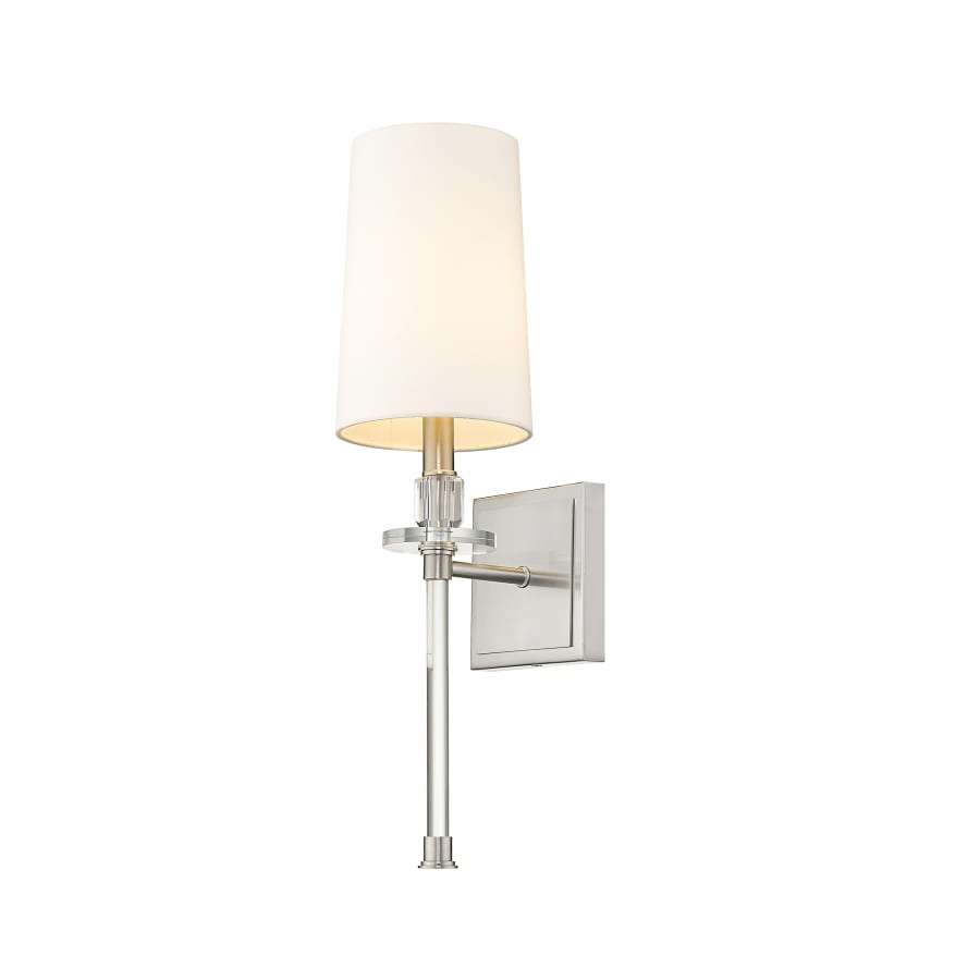 NEW Z-Lite Sophia Brushed Nickel Wall Sconce Fabric Shade Metal Modern - Landmark Auction Co