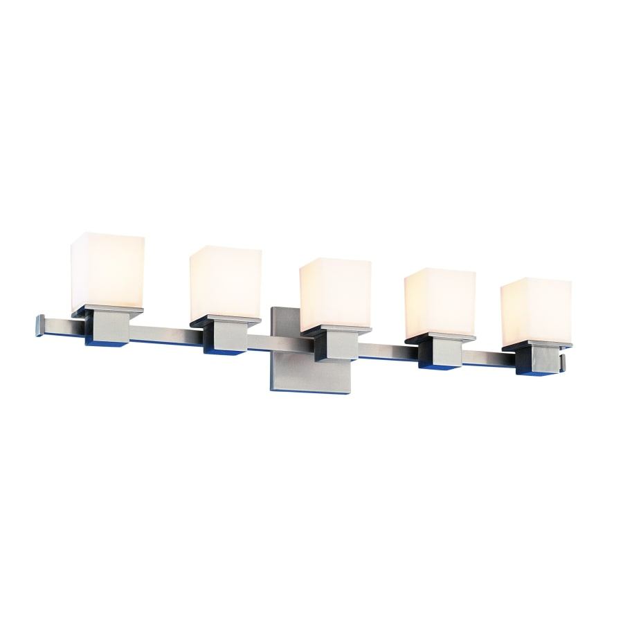 NEW Hudson Valley Satin Nickel 5 Light Square Shades Vanity Light Fixture - Landmark Auction Co