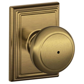 NEW SCHLAGE ANDOVER BRASS PRIVACY LOCK DOORKNOB SQUARE BACKPLATE STANDARD SIZE