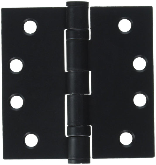 Deltana S44HDBB1B 4" x 4" Square Steel Hinge Black HD Ball Bearing