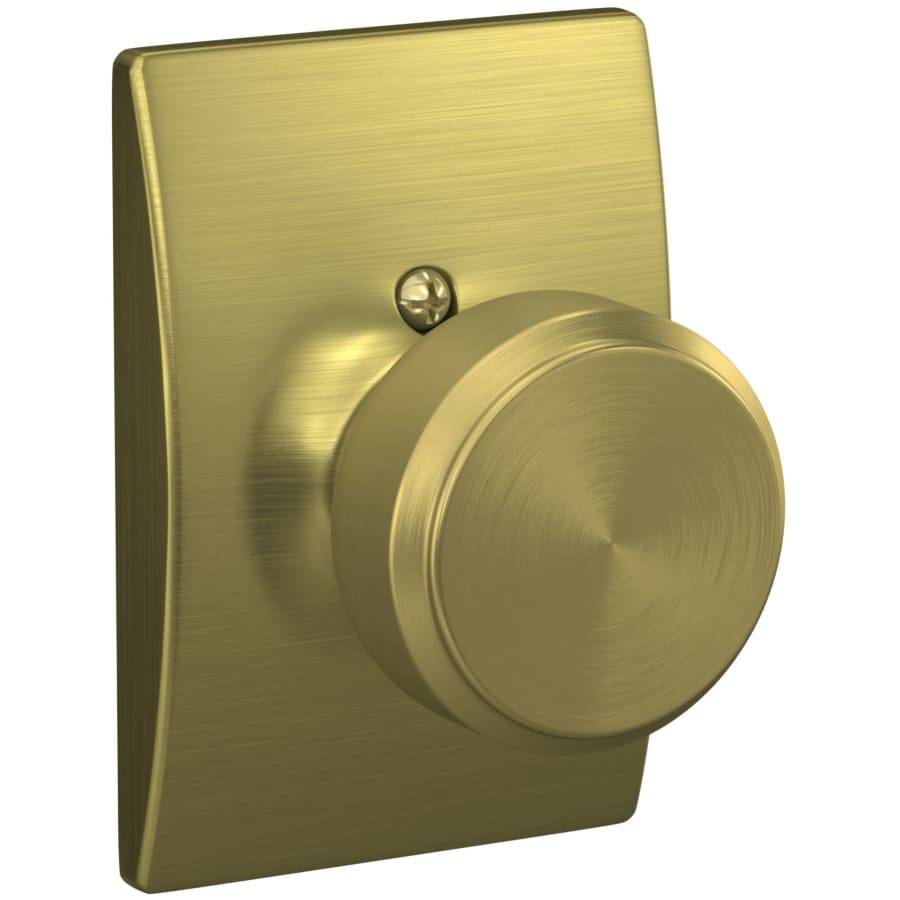 NEW SCHLAGE BOWERY SATIN BRASS NON TURNING DUMMY DOOR KNOB CENTURY ROSETTE ROUND - Landmark Auction Co