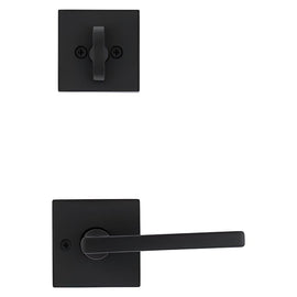 NEW Kwikset Matte Black Black Finish Square Backplate Lever Handle Door Hardware